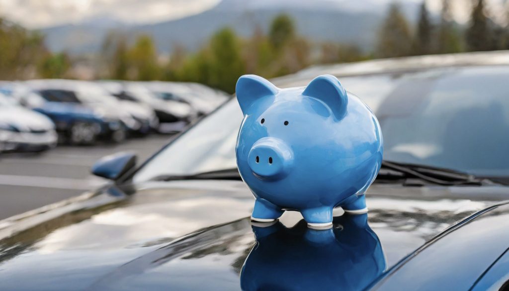 piggie bank sitting on a car